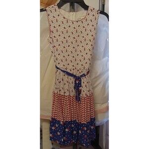 Pumpkin Patch Girls Red White Blue Floral Tiered Sun Dress Size 7 NEW w/tg Cute!